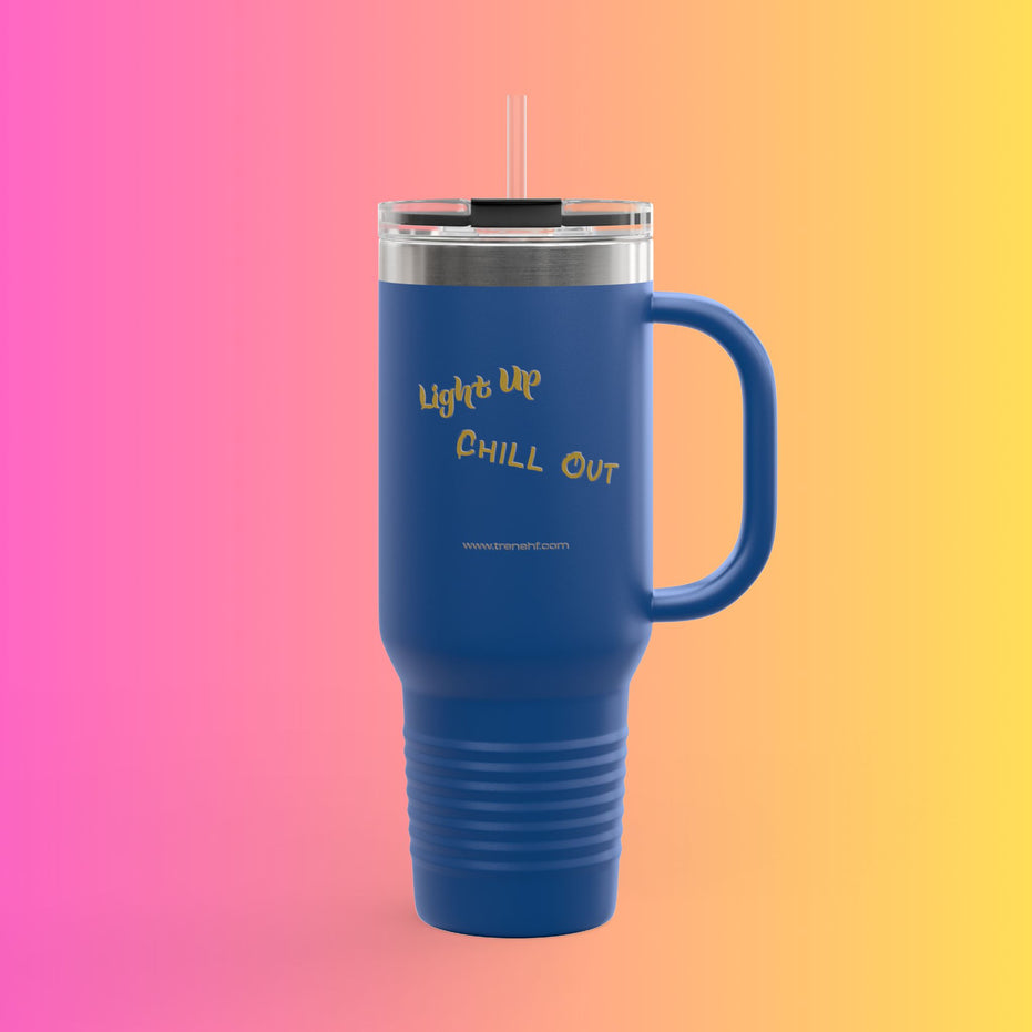 40oz Insulated Travel Mug - "Light Up, Chill Out"