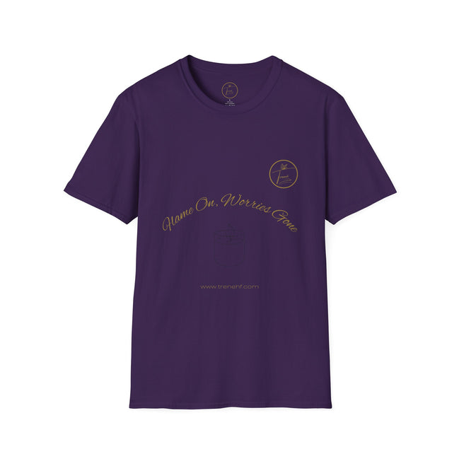 Unisex Softstyle T-Shirt - "Flame On, Worries Gone"