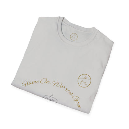Unisex Softstyle T-Shirt - "Flame On, Worries Gone"