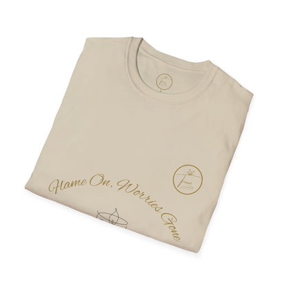 Unisex Softstyle T-Shirt - "Flame On, Worries Gone"