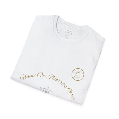 Unisex Softstyle T-Shirt - "Flame On, Worries Gone"