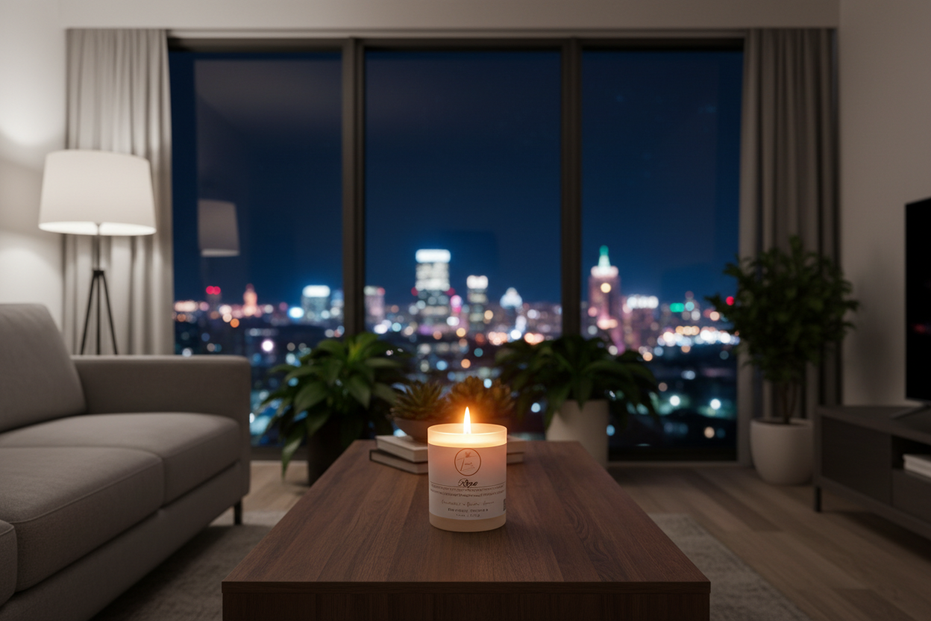 Rogue candle in city apartment